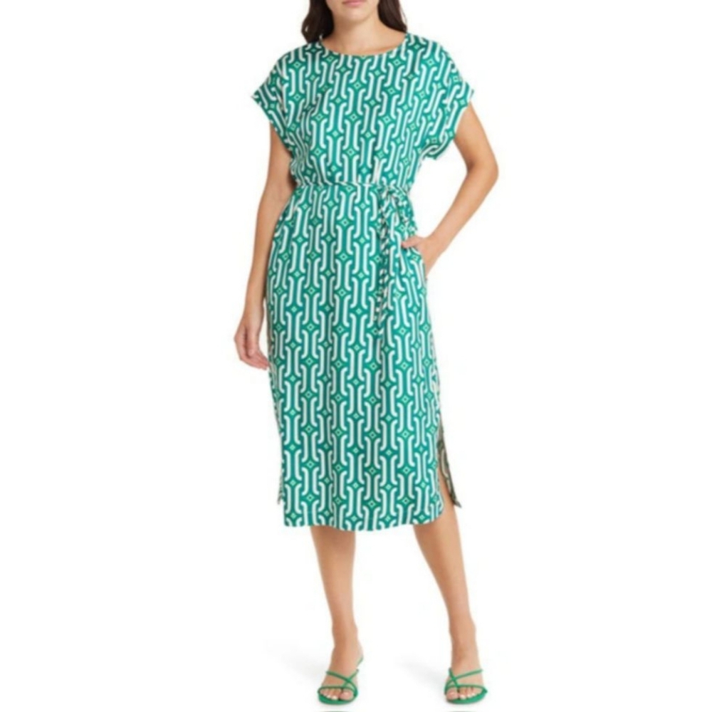 Green Patterned Midi Dress